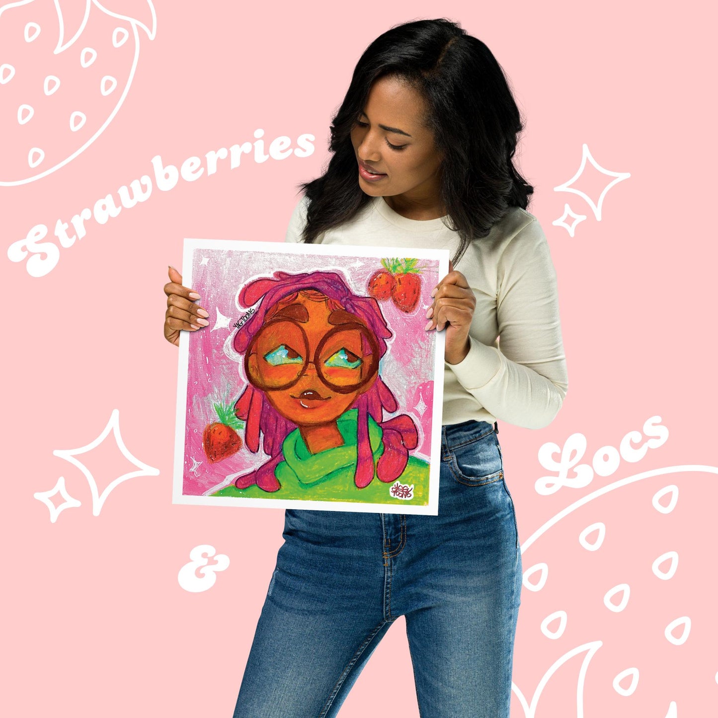"Strawberries & Locs" Art Print