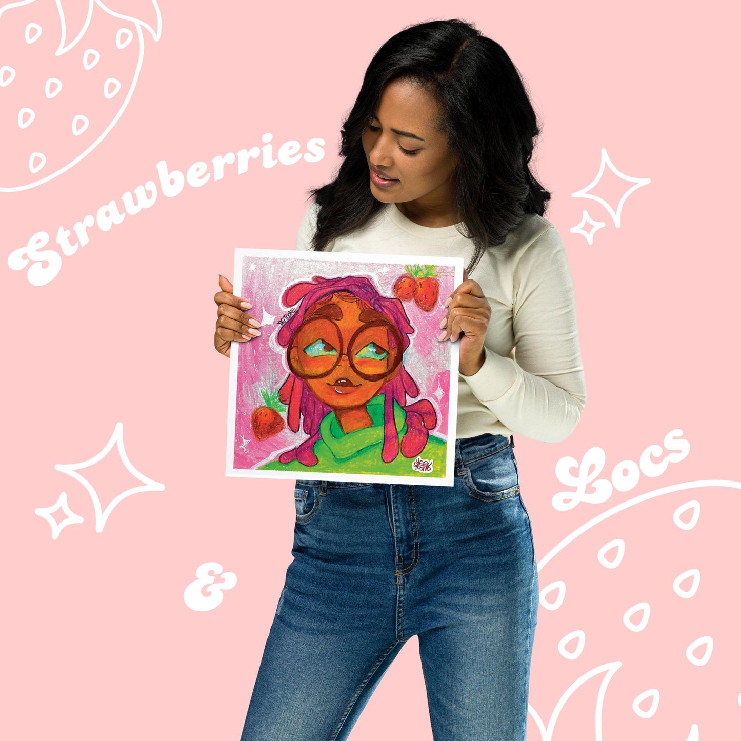 "Strawberries & Locs" Art Print